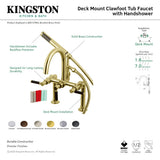 Kaiser AE8107DKL Three-Handle 2-Hole Deck Mount Clawfoot Tub Faucet with Hand Shower, Brushed Brass