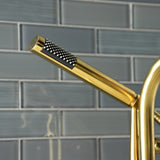 Kaiser AE8107DKL Three-Handle 2-Hole Deck Mount Clawfoot Tub Faucet with Hand Shower, Brushed Brass
