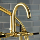 Kaiser AE8107DKL Three-Handle 2-Hole Deck Mount Clawfoot Tub Faucet with Hand Shower, Brushed Brass