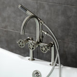 Fuller AE8108CG Three-Handle 2-Hole Deck Mount Clawfoot Tub Faucet with Hand Shower, Brushed Nickel