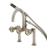 Fuller AE8108CG Three-Handle 2-Hole Deck Mount Clawfoot Tub Faucet with Hand Shower, Brushed Nickel