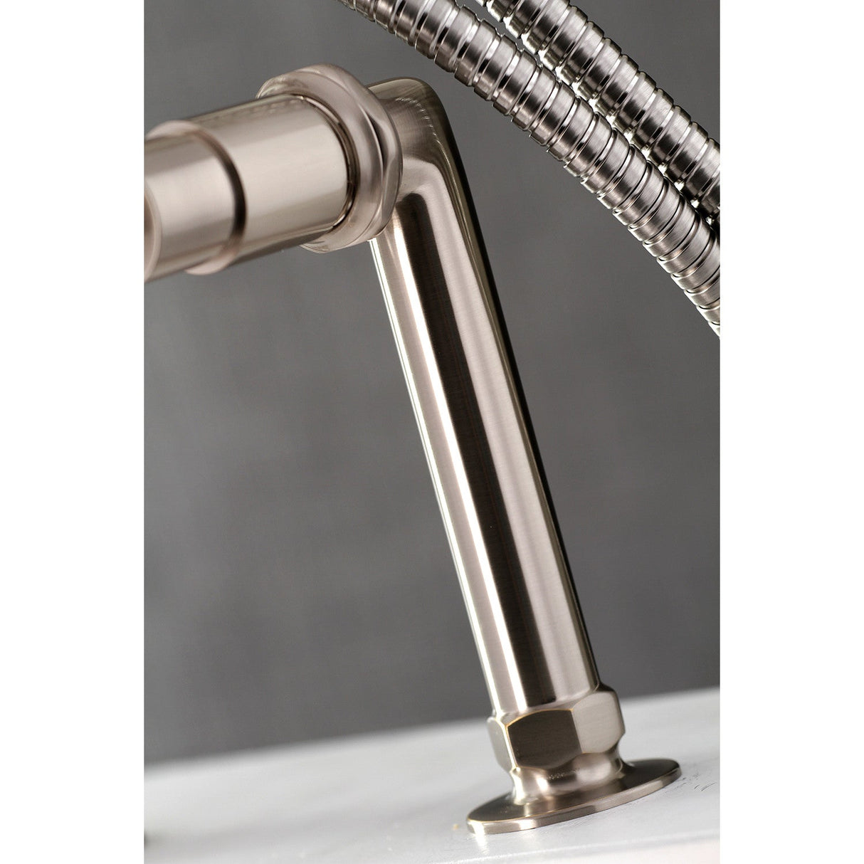 Concord AE8108DX Three-Handle 2-Hole Deck Mount Clawfoot Tub Faucet with Hand Shower, Brushed Nickel