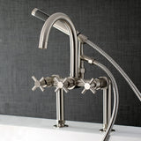 Concord AE8108DX Three-Handle 2-Hole Deck Mount Clawfoot Tub Faucet with Hand Shower, Brushed Nickel