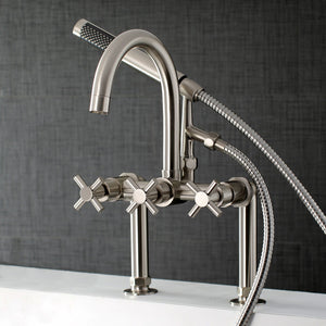 Concord AE8108DX Three-Handle 2-Hole Deck Mount Clawfoot Tub Faucet with Hand Shower, Brushed Nickel