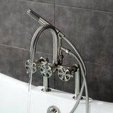 Belknap AE8108RX Three-Handle 2-Hole Deck Mount Clawfoot Tub Faucet with Hand Shower, Brushed Nickel