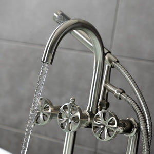 Belknap AE8108RX Three-Handle 2-Hole Deck Mount Clawfoot Tub Faucet with Hand Shower, Brushed Nickel