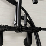 Kaiser AE8150DKL Three-Handle 2-Hole Tub Wall Mount Clawfoot Tub Faucet with Hand Shower, Matte Black