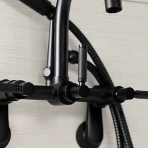 Kaiser AE8150DKL Three-Handle 2-Hole Tub Wall Mount Clawfoot Tub Faucet with Hand Shower, Matte Black