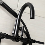 Kaiser AE8150DKL Three-Handle 2-Hole Tub Wall Mount Clawfoot Tub Faucet with Hand Shower, Matte Black