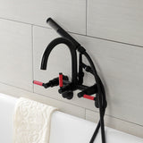 Kaiser AE8150DKL Three-Handle 2-Hole Tub Wall Mount Clawfoot Tub Faucet with Hand Shower, Matte Black