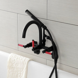 Kaiser AE8150DKL Three-Handle 2-Hole Tub Wall Mount Clawfoot Tub Faucet with Hand Shower, Matte Black