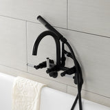 Kaiser AE8150DKL Three-Handle 2-Hole Tub Wall Mount Clawfoot Tub Faucet with Hand Shower, Matte Black