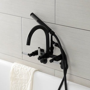 Kaiser AE8150DKL Three-Handle 2-Hole Tub Wall Mount Clawfoot Tub Faucet with Hand Shower, Matte Black