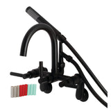 Kaiser AE8150DKL Three-Handle 2-Hole Tub Wall Mount Clawfoot Tub Faucet with Hand Shower, Matte Black