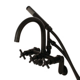 Concord AE8150DX Three-Handle 2-Hole Tub Wall Mount Clawfoot Tub Faucet with Hand Shower, Matte Black