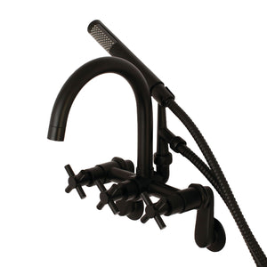 Concord AE8150DX Three-Handle 2-Hole Tub Wall Mount Clawfoot Tub Faucet with Hand Shower, Matte Black