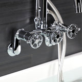 Fuller AE8151CG Three-Handle 2-Hole Tub Wall Mount Clawfoot Tub Faucet with Hand Shower, Polished Chrome