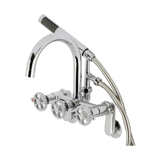 Fuller AE8151CG Three-Handle 2-Hole Tub Wall Mount Clawfoot Tub Faucet with Hand Shower, Polished Chrome