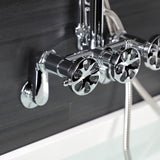 Belknap AE8151RX Three-Handle 2-Hole Tub Wall Mount Clawfoot Tub Faucet with Hand Shower, Polished Chrome