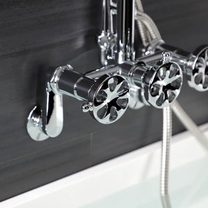 Belknap AE8151RX Three-Handle 2-Hole Tub Wall Mount Clawfoot Tub Faucet with Hand Shower, Polished Chrome