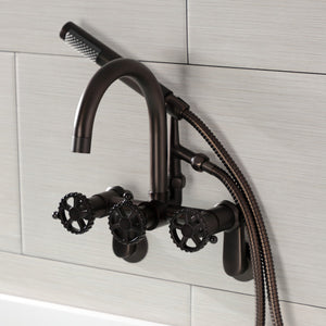 Fuller AE8155CG Three-Handle 2-Hole Tub Wall Mount Clawfoot Tub Faucet with Hand Shower, Oil Rubbed Bronze
