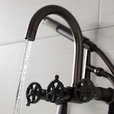 Fuller AE8155CG Three-Handle 2-Hole Tub Wall Mount Clawfoot Tub Faucet with Hand Shower, Oil Rubbed Bronze