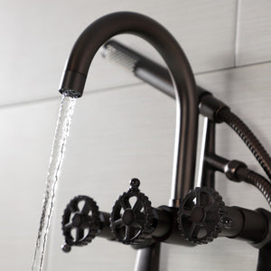 Fuller AE8155CG Three-Handle 2-Hole Tub Wall Mount Clawfoot Tub Faucet with Hand Shower, Oil Rubbed Bronze