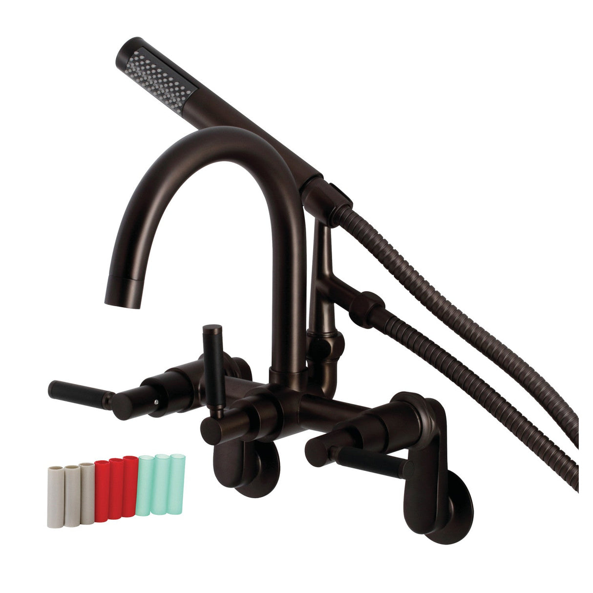 Kaiser AE8155DKL Three-Handle 2-Hole Tub Wall Mount Clawfoot Tub Faucet with Hand Shower, Oil Rubbed Bronze