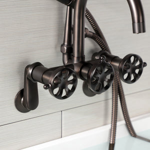 Belknap AE8155RX Three-Handle 2-Hole Tub Wall Mount Clawfoot Tub Faucet with Hand Shower, Oil Rubbed Bronze