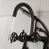 Belknap AE8155RX Three-Handle 2-Hole Tub Wall Mount Clawfoot Tub Faucet with Hand Shower, Oil Rubbed Bronze