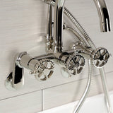 Fuller AE8156CG Three-Handle 2-Hole Tub Wall Mount Clawfoot Tub Faucet with Hand Shower, Polished Nickel