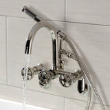 Fuller AE8156CG Three-Handle 2-Hole Tub Wall Mount Clawfoot Tub Faucet with Hand Shower, Polished Nickel