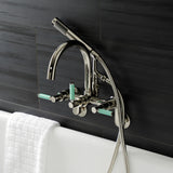 Kaiser AE8156DKL Three-Handle 2-Hole Tub Wall Mount Clawfoot Tub Faucet with Hand Shower, Polished Nickel