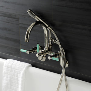 Kaiser AE8156DKL Three-Handle 2-Hole Tub Wall Mount Clawfoot Tub Faucet with Hand Shower, Polished Nickel