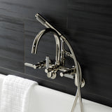 Kaiser AE8156DKL Three-Handle 2-Hole Tub Wall Mount Clawfoot Tub Faucet with Hand Shower, Polished Nickel