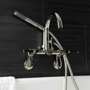 Kaiser AE8156DKL Three-Handle 2-Hole Tub Wall Mount Clawfoot Tub Faucet with Hand Shower, Polished Nickel