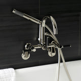 Kaiser AE8156DKL Three-Handle 2-Hole Tub Wall Mount Clawfoot Tub Faucet with Hand Shower, Polished Nickel