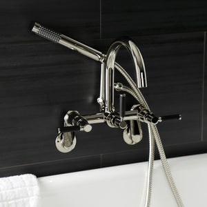 Kaiser AE8156DKL Three-Handle 2-Hole Tub Wall Mount Clawfoot Tub Faucet with Hand Shower, Polished Nickel
