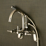 Concord AE8156DL Three-Handle 2-Hole Tub Wall Mount Clawfoot Tub Faucet with Hand Shower, Polished Nickel