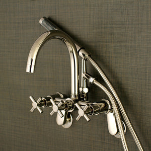 Concord AE8156DX Three-Handle 2-Hole Tub Wall Mount Clawfoot Tub Faucet with Hand Shower, Polished Nickel