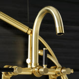 Kaiser AE8157DKL Three-Handle 2-Hole Tub Wall Mount Clawfoot Tub Faucet with Hand Shower, Brushed Brass