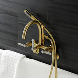 Kaiser AE8157DKL Three-Handle 2-Hole Tub Wall Mount Clawfoot Tub Faucet with Hand Shower, Brushed Brass