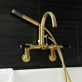 Kaiser AE8157DKL Three-Handle 2-Hole Tub Wall Mount Clawfoot Tub Faucet with Hand Shower, Brushed Brass