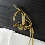 Kaiser AE8157DKL Three-Handle 2-Hole Tub Wall Mount Clawfoot Tub Faucet with Hand Shower, Brushed Brass