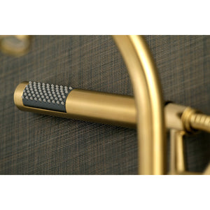 Concord AE8157DL Three-Handle 2-Hole Tub Wall Mount Clawfoot Tub Faucet with Hand Shower, Brushed Brass