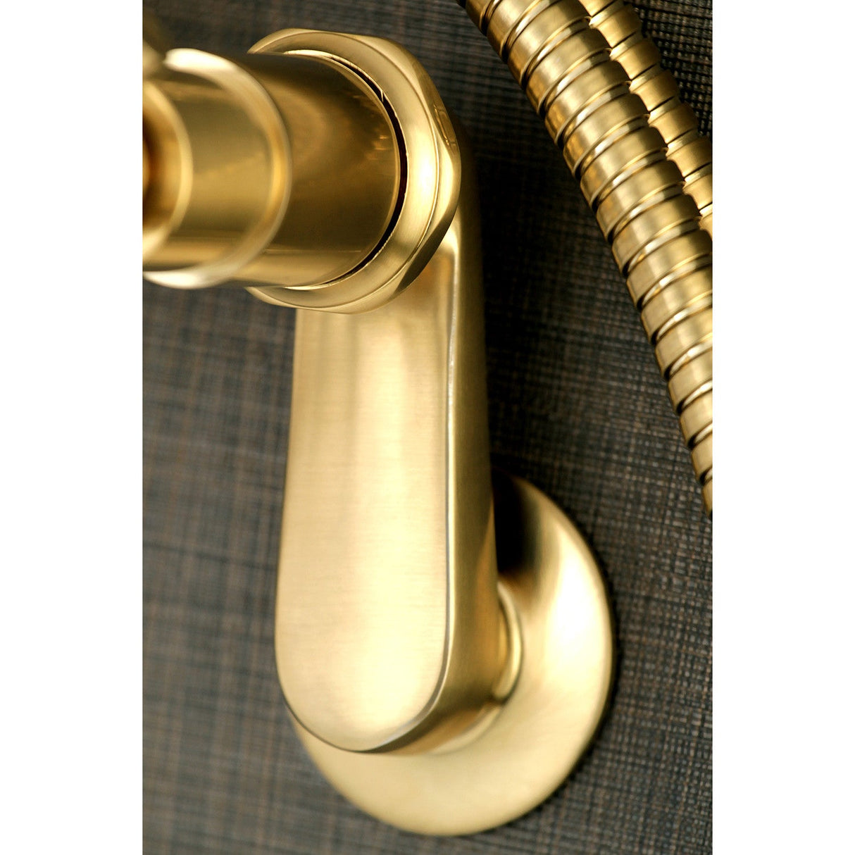 Concord AE8157DX Three-Handle 2-Hole Tub Wall Mount Clawfoot Tub Faucet with Hand Shower, Brushed Brass