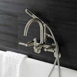 Kaiser AE8158DKL Three-Handle 2-Hole Tub Wall Mount Clawfoot Tub Faucet with Hand Shower, Brushed Nickel