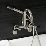 Kaiser AE8158DKL Three-Handle 2-Hole Tub Wall Mount Clawfoot Tub Faucet with Hand Shower, Brushed Nickel