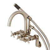 Concord AE8158DX Three-Handle 2-Hole Tub Wall Mount Clawfoot Tub Faucet with Hand Shower, Brushed Nickel