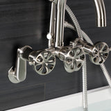 Belknap AE8158RX Three-Handle 2-Hole Tub Wall Mount Clawfoot Tub Faucet with Hand Shower, Brushed Nickel